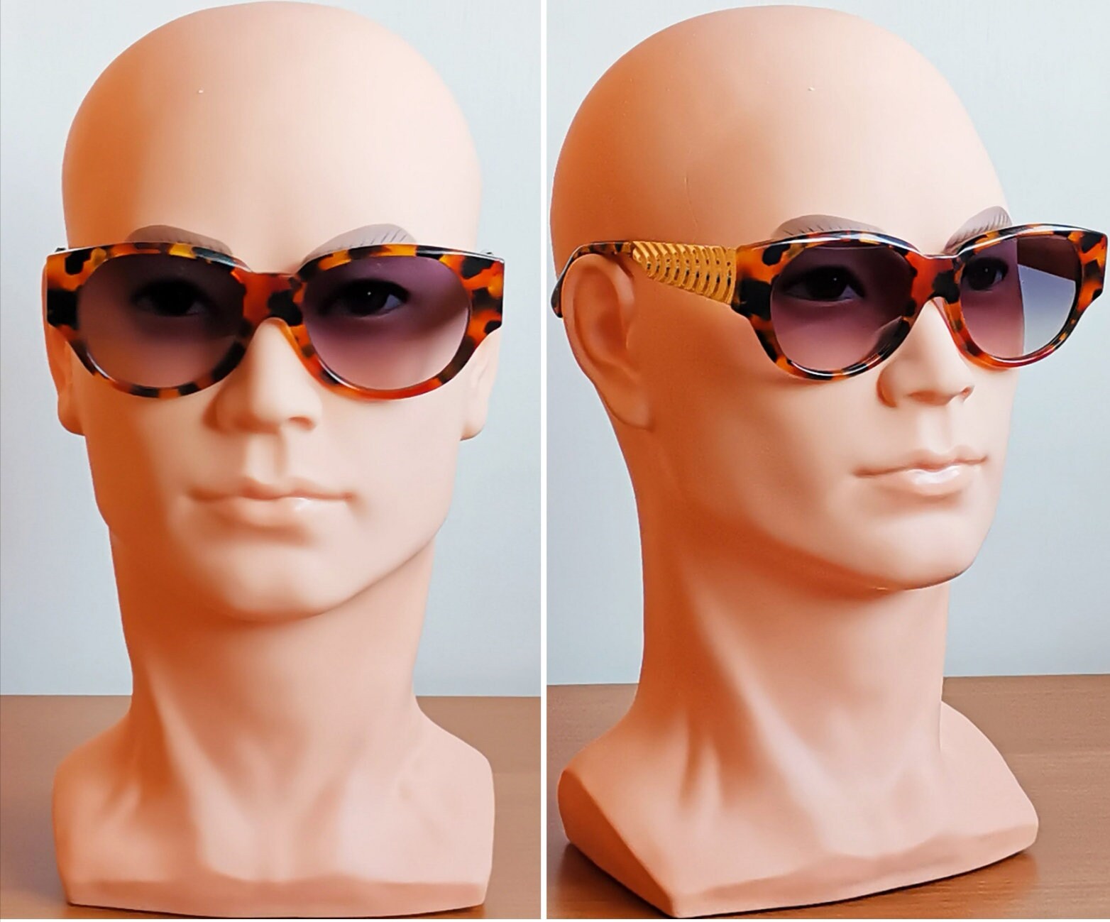 Claude Montana Tortoise Gold Tone Flame Sunglasses Claude MONTANA Vintage Sunglasses Engraved Gold Temple  main image 4