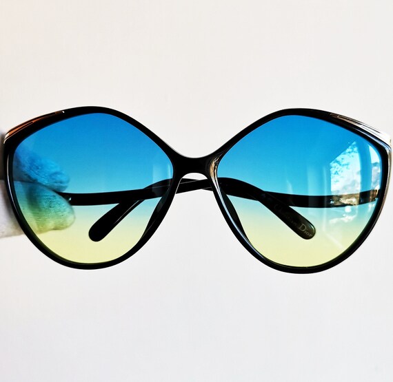 DIOR vintage sunglasses rare black gold square cateye… Gem