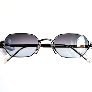 FENDI small vintage sunglasses rare oval square octagon steampunk frame FENDISSIME F077 zipper temple arms new blue gray lens Migos NOS 90s