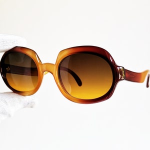 VIENNALINE Vintage Sonnenbrille selten Runde Karree rot gelb Festival ungerade kühn kleine Rahmen Maske neu schwarz gelb Gläser 60er 70er 80er Bella Hadid