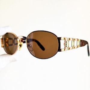 FENDI vintage zonnebril zeldzaam ovaal goud zilver koper brons vierkant tempel schildpad bruin 7068 frame Tupac jaren 90 nieuwe NOS Quavo Huncho designer