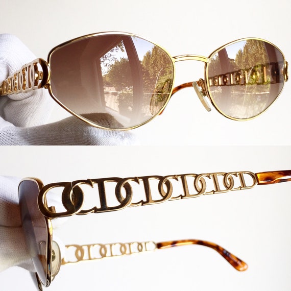 DIOR ヴィンテージ サングラス レア オーバル ゴールド ロゴ 編み込み  