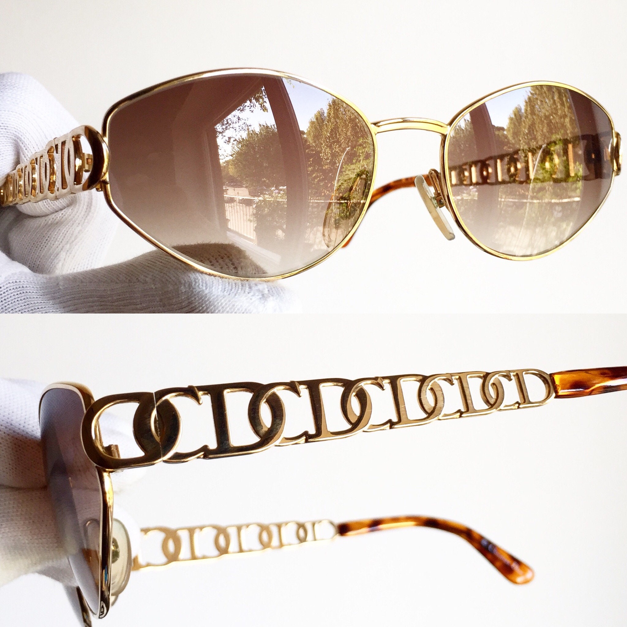 小物 Dior Vintage Logo Gold frame sunglasses Vintage CHRISTIAN DIOR CD Logo Gold Color Frame Glasses By