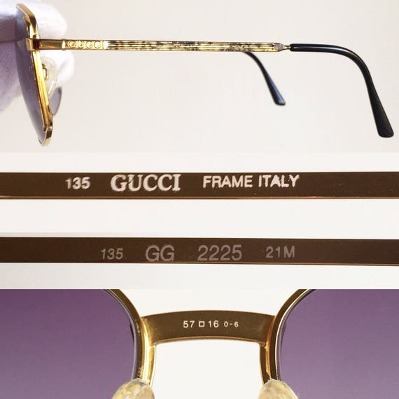 GUCCI vintage sunglasses rare oval squared gold b… - image 4