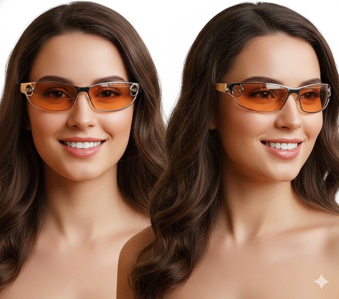 DIOR Diorstart Vintage Sunglasses Silver Orange Lens Wrap