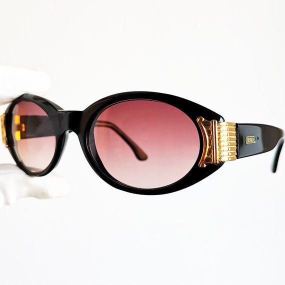 【メーカー直送】 Gold Oval Rare Sunglasses Vintage FENDI Black Frame FS259 小物
