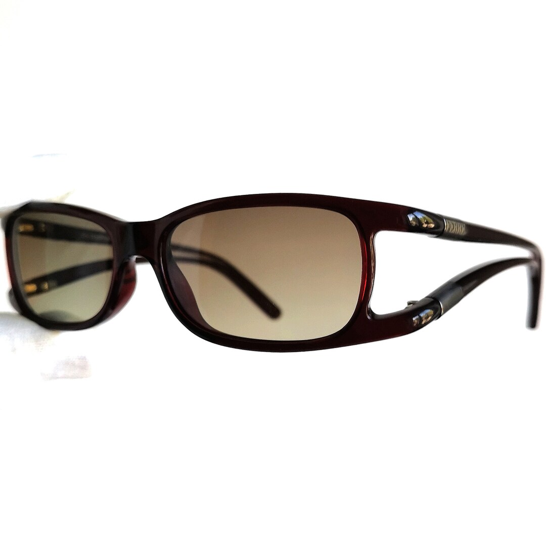 FERRE Vintage Sunglasses Rectangular Red Burgundy Silver GIANFRANCO GF75203  Sci-fi Frame New NOS Y2k