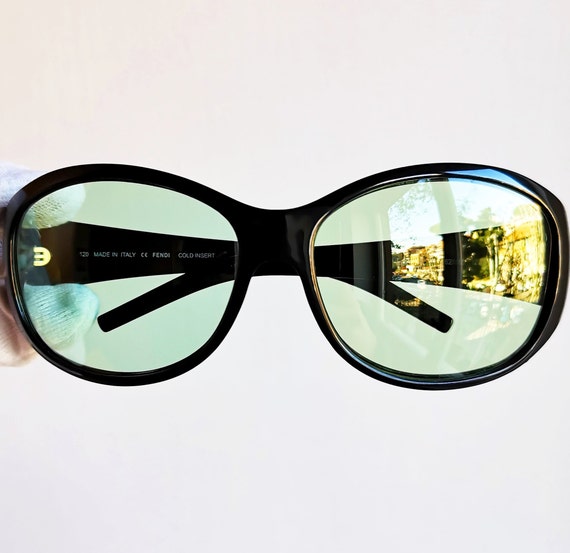 FENDI Vintage Sunglasses Rare Black Silver Oval Mask Square FENDI Vintage Sunglasses Rare Black Silver Oval Mask Square