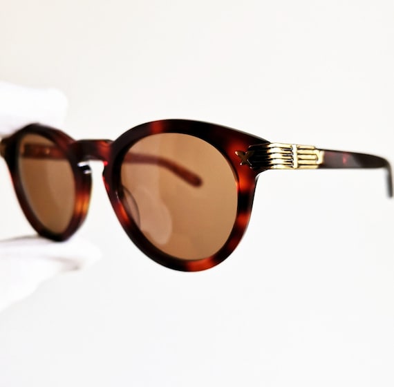 Tortoiseshell Round Sunglasses with Gold Accent Bridge Chloe Aviator Polarized Sunglasses | Avara main image 3