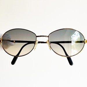 TIFFANY 23K Gold Plated vintage sunglasses rare filled aviator frame oval rolex browline T551 Migos Rihanna new blue orange lens NOS 90s y2k