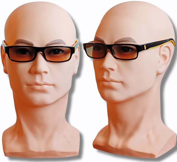 RALPH LAUREN Vintage Black Yellow Sunglasses Rare Square