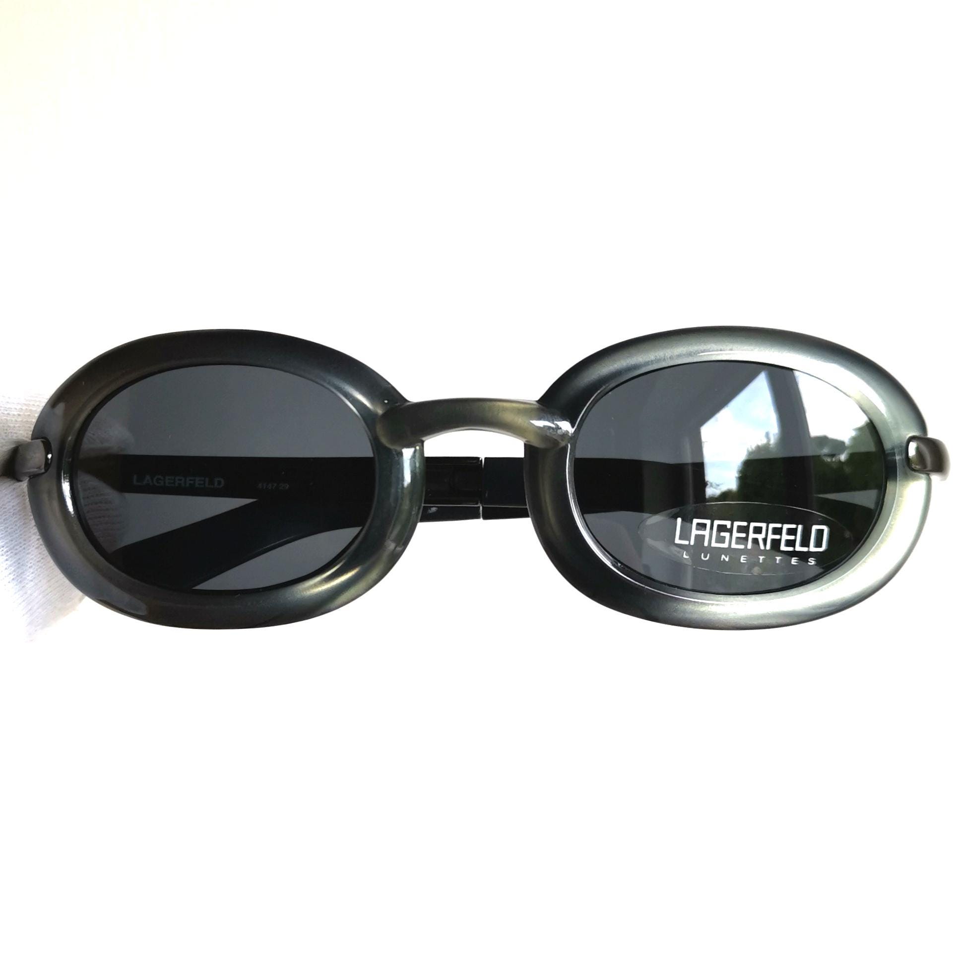KARL LAGERFELD Vintage Sunglasses Oval Sideral Blue Gray  display picture 1