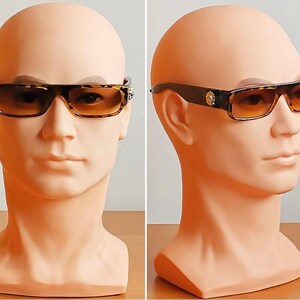 VERSACE vintage Sunglasses rare black gold lion head square frame Gianni VERSUS E02 rectangular 90s brown yellow lens Migos Rihanna designer image 5