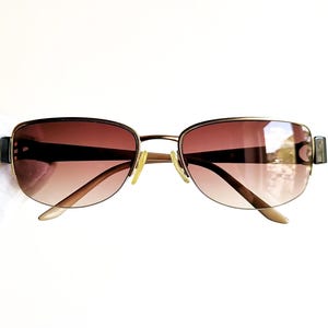 CHANEL vintage sunglasses rare oval small tiny black gold rectangular half rim frame 2101 Rihanna Migos Lady Gaga Kylie Jenner new lens 90s