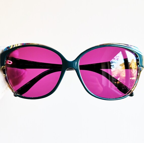 EMILIO PUCCI round sunglasses rare squared blue m… - image 1