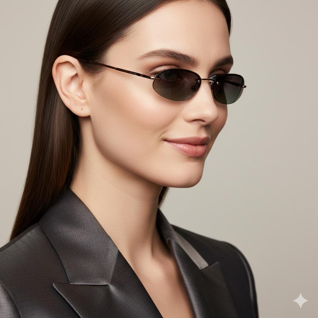 PRADA Vintage Sunglasses Rimless Oval Bronze Copper Small VPR52D