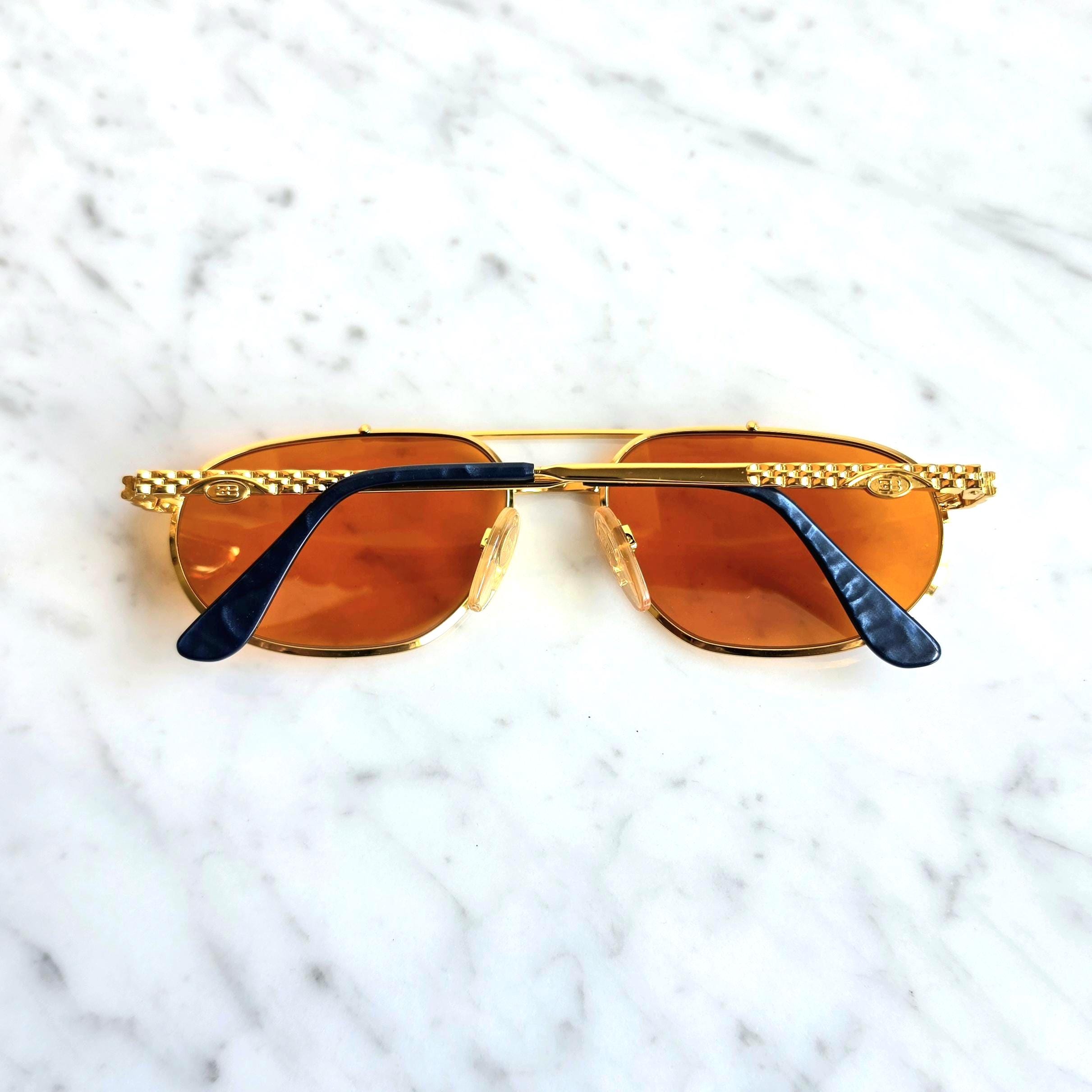 BUGATTI Gold Plated Sunglasses Vintage Aviator Frame Ettore New