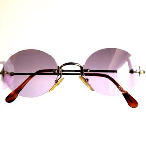Christopher D DUNHILL Vintage Sonnenbrille Gold ovaler Rahmen neu lila pink flieder verspiegelt Migos Designer Rihanna Bella Hadid Lady Gaga 90s