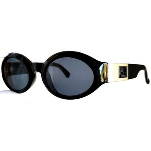 FENDI vintage Sonnenbrille schwarz silber oval Takeoff Migos SL 7554 FF Monogramm Logo Frame 90s y2k Designer Rihanna Kylie Jenner Bella Hadid