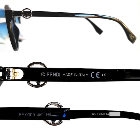 FENDI sunglasses round black New light blue lens … - image 4