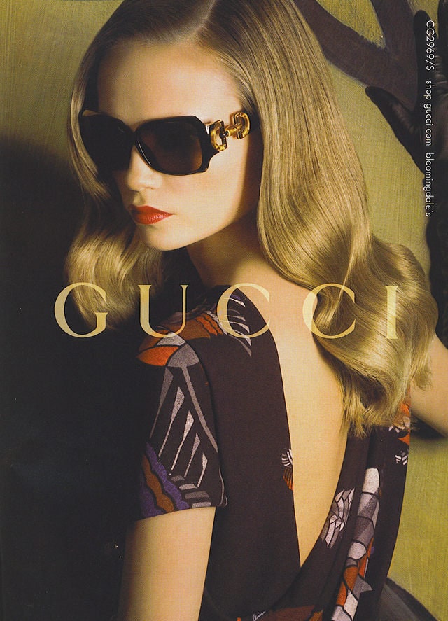 GUCCI Vintage Sunglasses Oval Rectangular Frameless Wrap