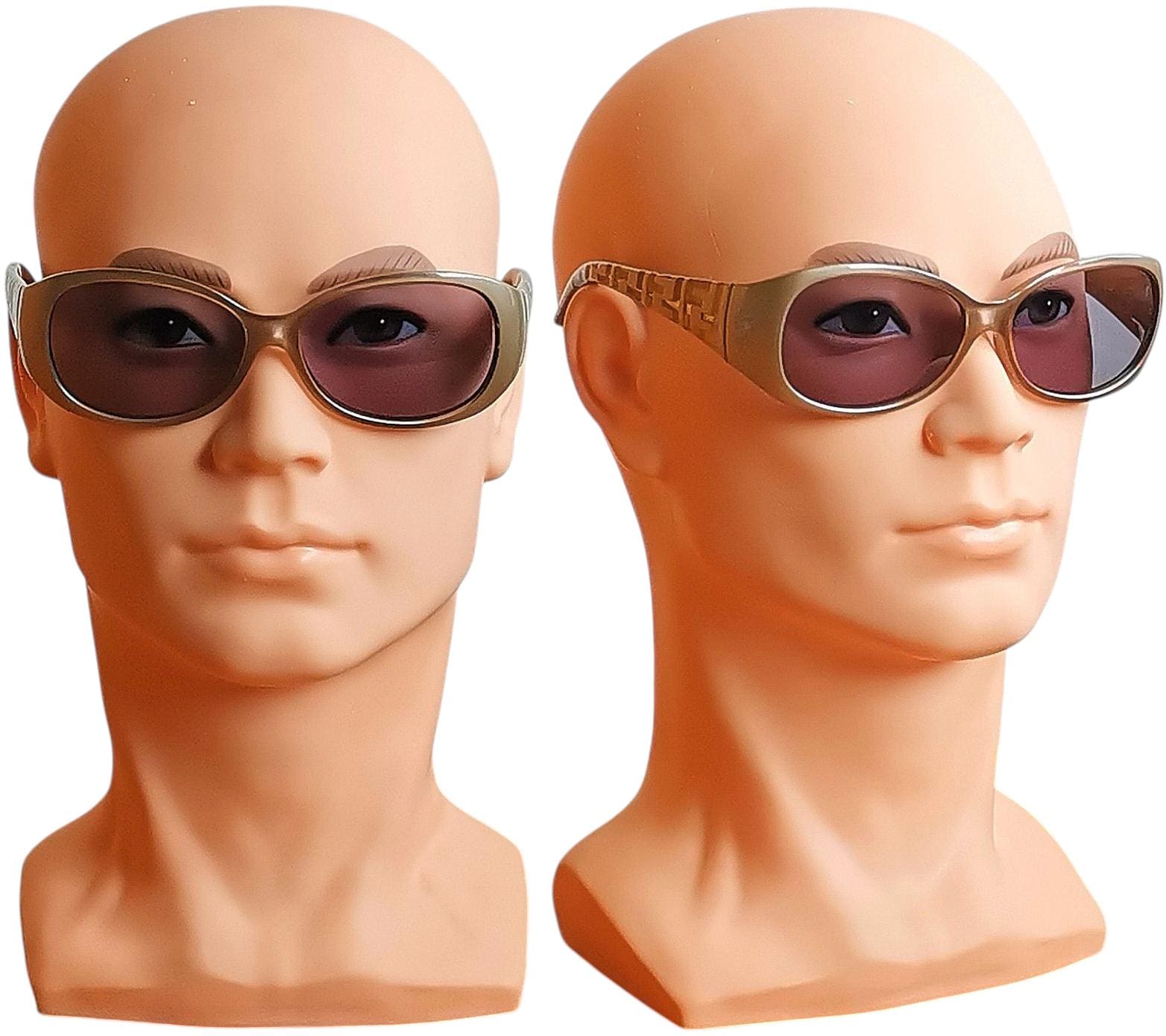 小物 FENDI Side Logo Oval Sunglasses y2k FENDI Vintage Sunglasses FF Monogram Pattern Golden Oval FS407