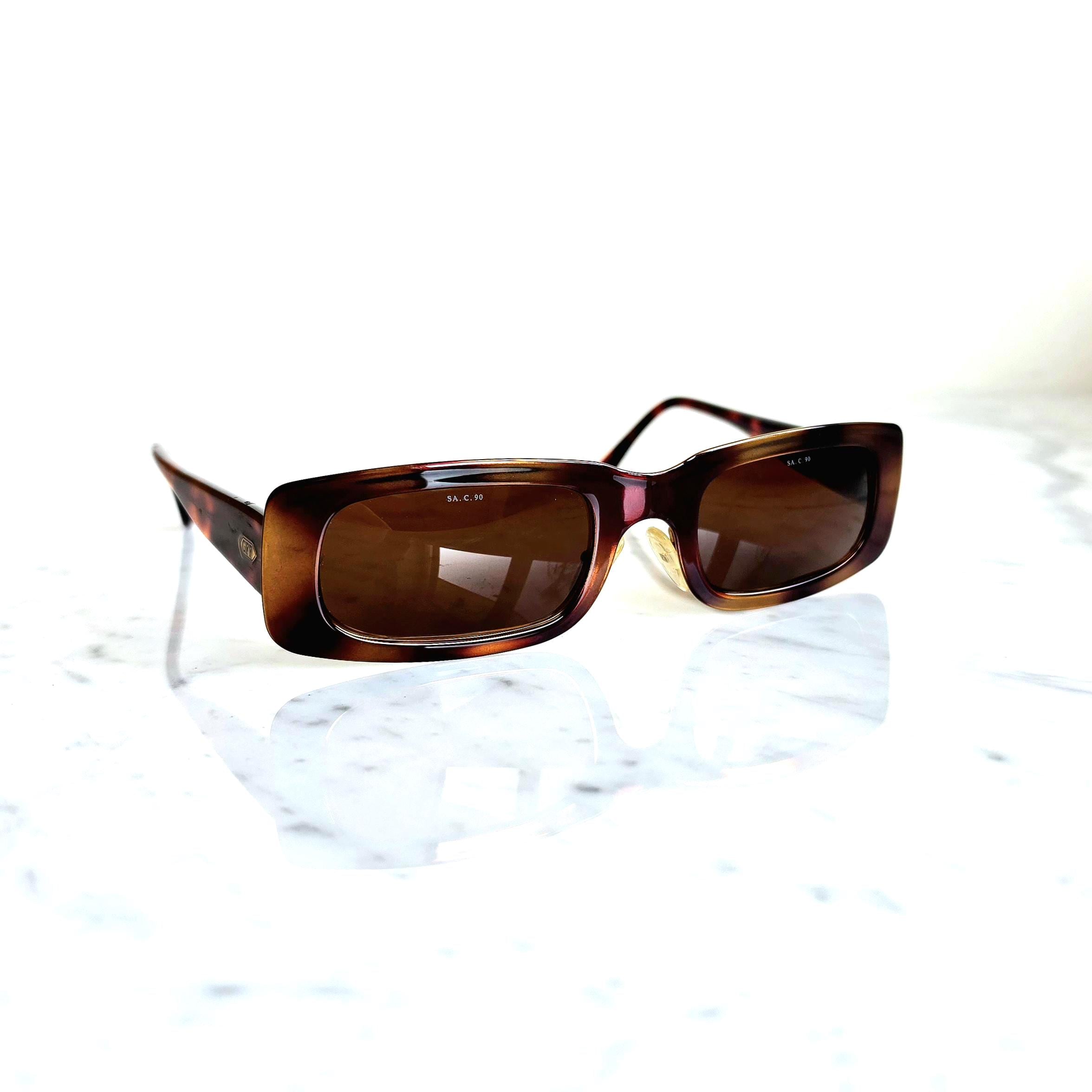 FERRE Vintage Sunglasses Rectangular Bronze Copper Gold Brown