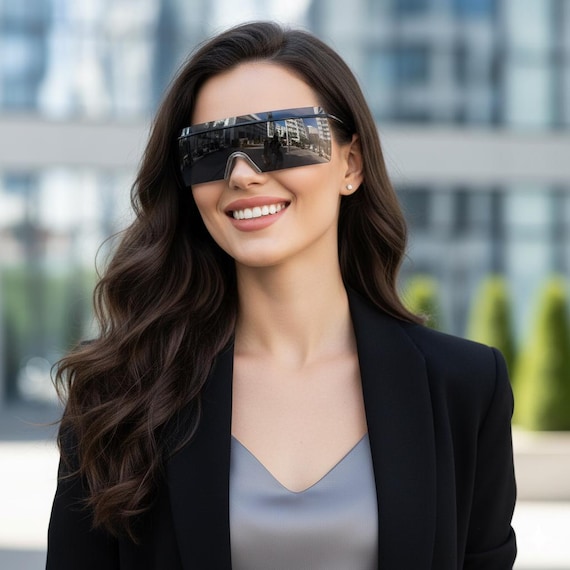 CHANEL Sunglasses Oversize Mask Vintage Wrap Squared Frameless