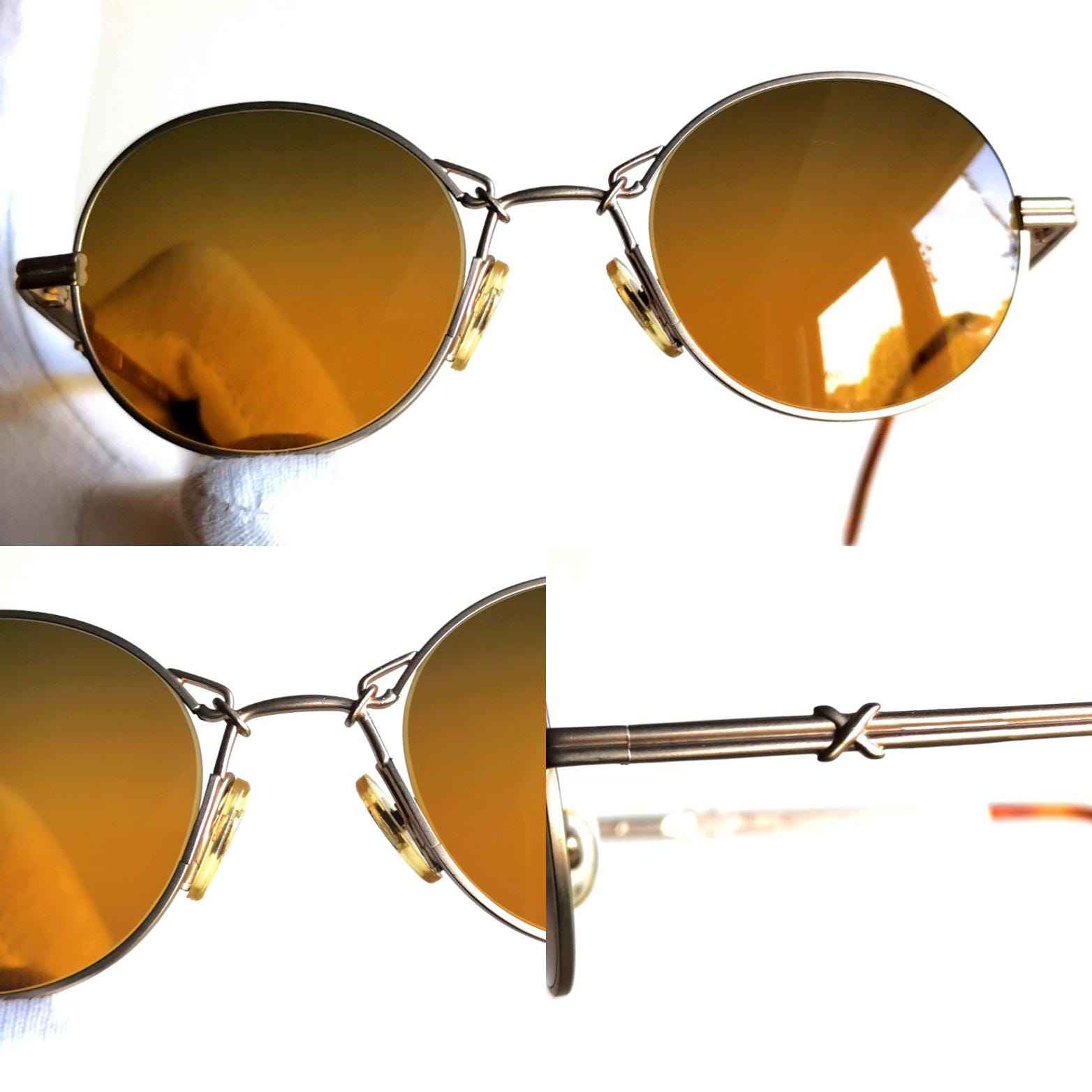 MOSCHINO by PERSOL Vintage Sunglasses Gold Round Chain Frame 
