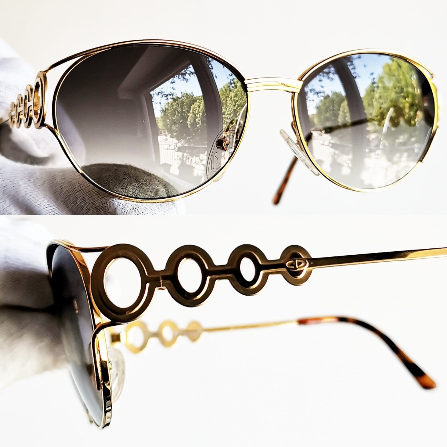 DIOR Vintage Sunglasses Rare Gold Oval Ring Christian 2777
