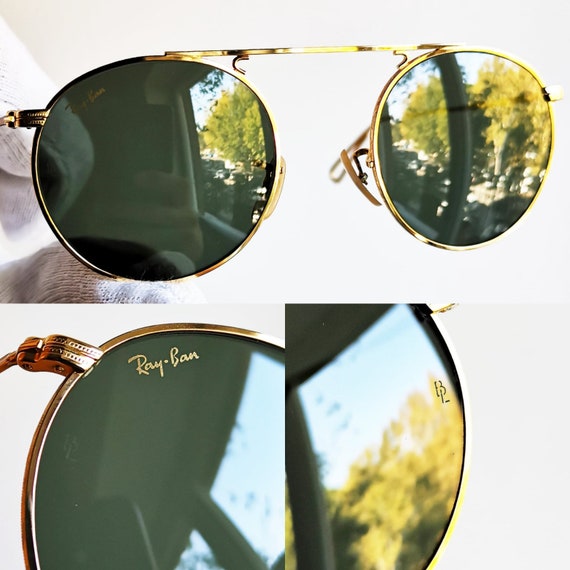 RAY BAN round vintage sunglasses flat top single … - image 3