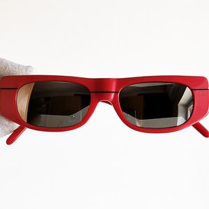 VOGUE vintage Sunglasses red oval rectangular squared reagge flat top ski 511 frame new mirror lens NOS Migos designer Bella Hadid 80s 90s