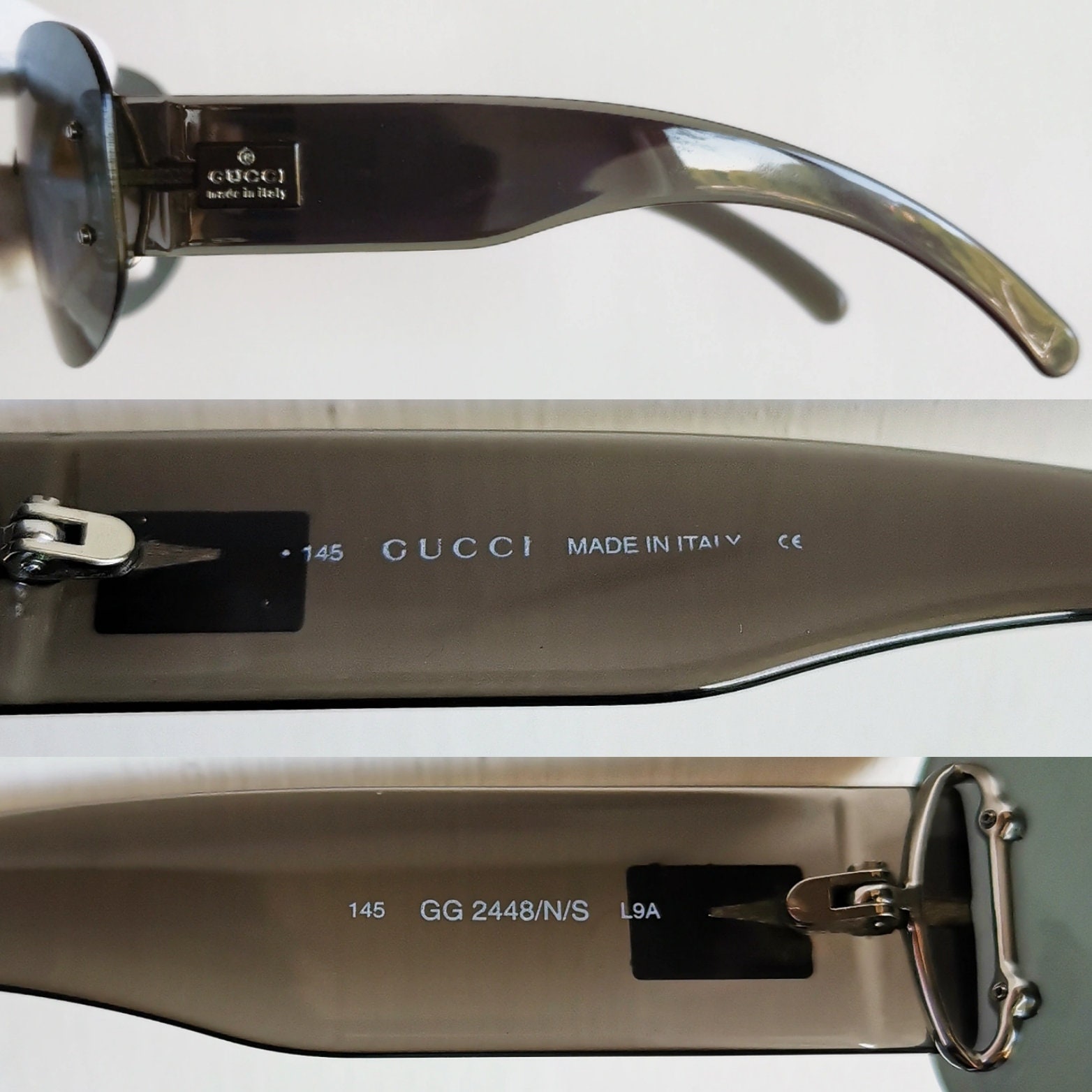 GUCCI Vintage Sunglasses Rare Gray Silver Clear Mask GG2448