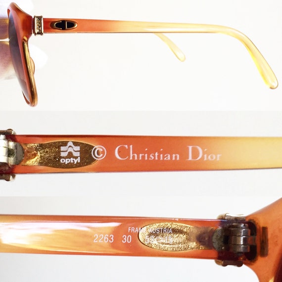 DIOR vintage sunglasses rare orange red yellow sq… - image 4