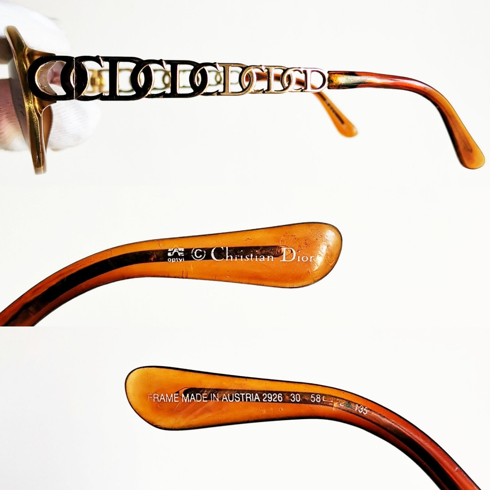 Vintage CHRISTIAN DIOR CD Logo Gold Color Frame Glasses By