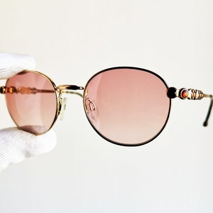 VALENTINO vintage sunglasses rare round oval gold steampunk Tupac V387 brown 90s Migos Rihanna 2Chainz Kylie Jenner frame new pink lens VLTN