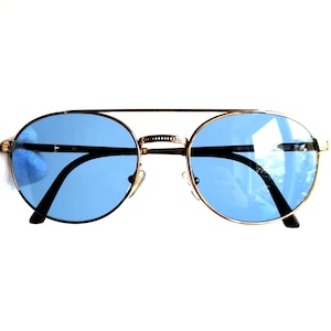 DIOR vintage sunglasses gold aviator CD round double bridge Christian 53-19 135 frame Migos designer Bella Hadid new light blue lens 80s 90s