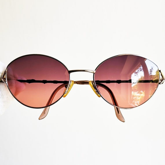 DIOR vintage Sunglasses rare oval pink rhinestone sil… Gem