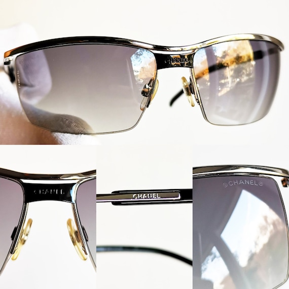 CHANEL sunglasses vintage rare oval wrap halfrim … - image 3