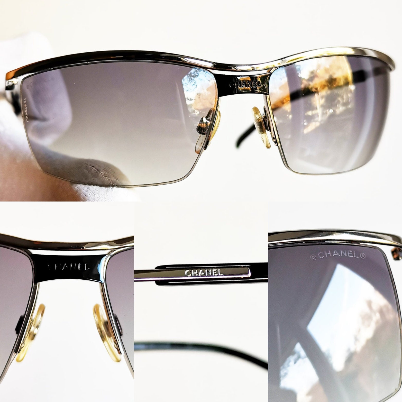 VINTAGE CHANEL RARE CAMERA LENS ROUND SUNGLASSES ❤ liked on