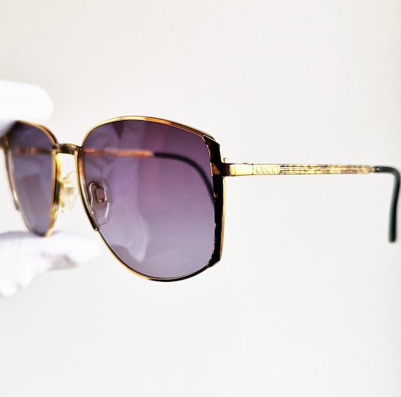 GUCCI vintage sunglasses rare oval squared gold b… - image 2