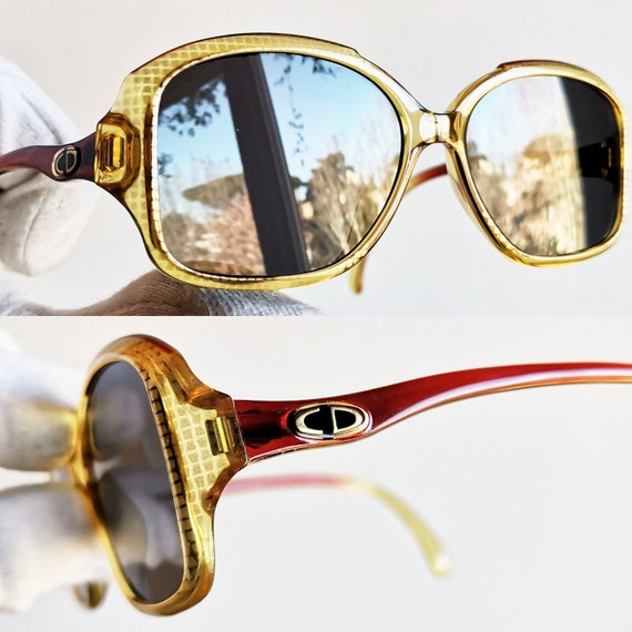 DIOR vintage sunglasses rare Flat lens gold yellow re… Gem