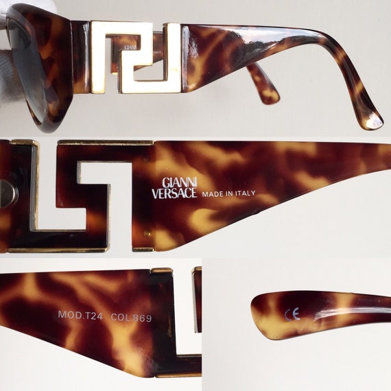 VERSACE vintage sunglasses rare T24 oval brown ma… - image 4