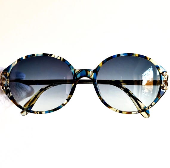 YVES SAINT LAURENT Sunglasses Ysl Vintage Oval Round Blue Gold