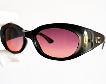 GUCCI Vintage Sunglasses Oval Gray Green GG2432/S Frame Wrap 90s