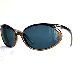 ROMEO GIGLI vintage sunglasses wrap oval brown boho chic Lady Gaga Rihanna Madonna Elton John butterfly RG5004 frame 90s bug eye fly cateye