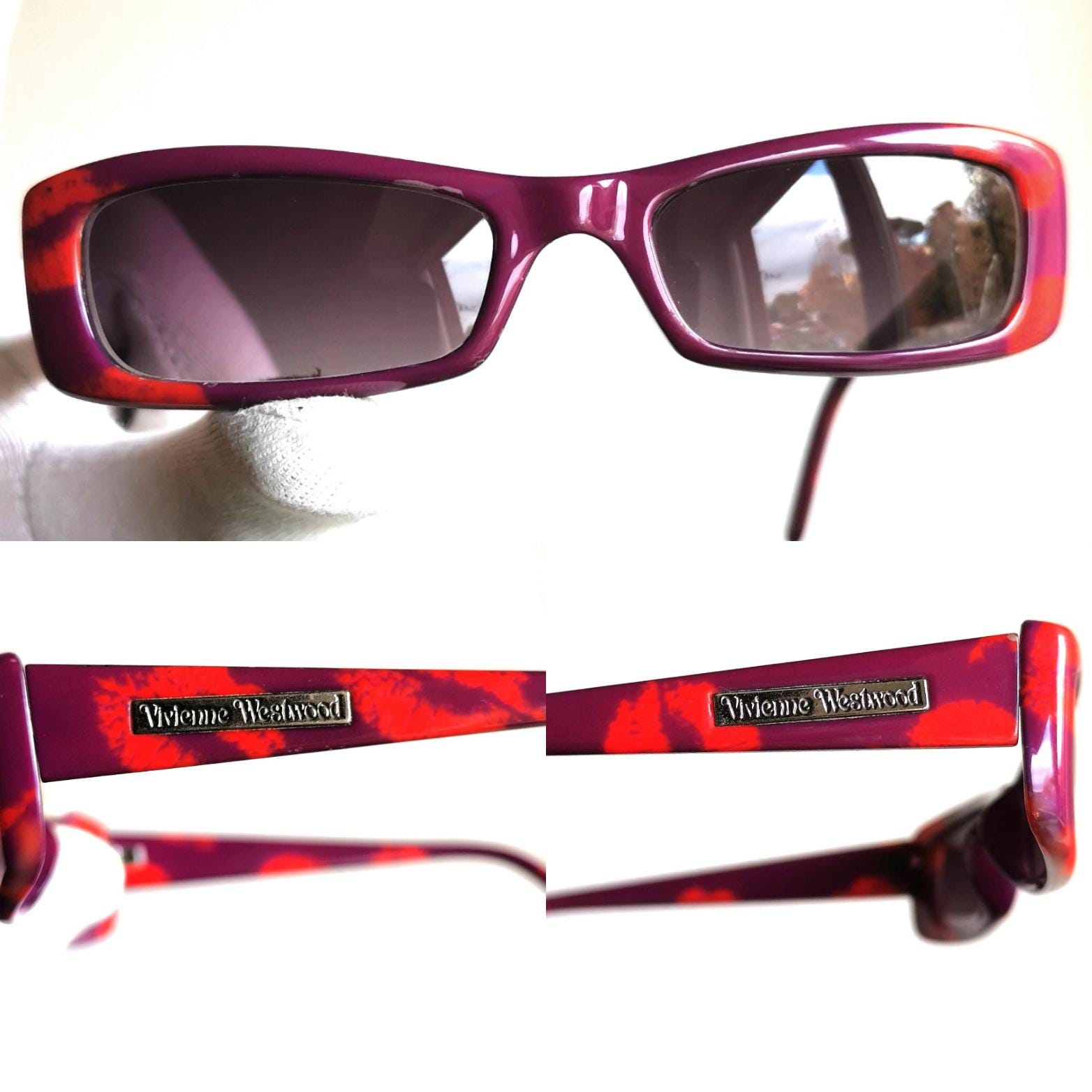 VIVIENNE WESTWOOD Vintage Sunglasses Purple Red Lipstick Mark