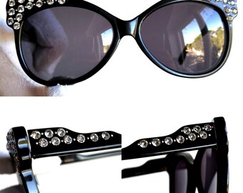 YVAN ET MARZIA Sunglasses Vintage Black Oversize Butterfly  display picture 3