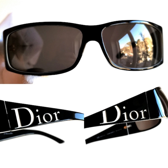 DIOR vintage sunglasses black white wrap oval Chr… - image 2