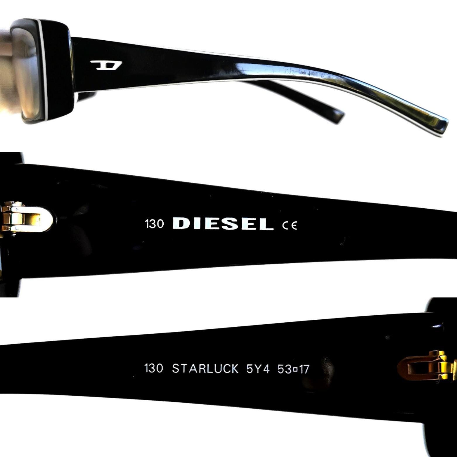 DIESEL Vintage Sunglasses Black White Oval Squared Yellow  display picture 2